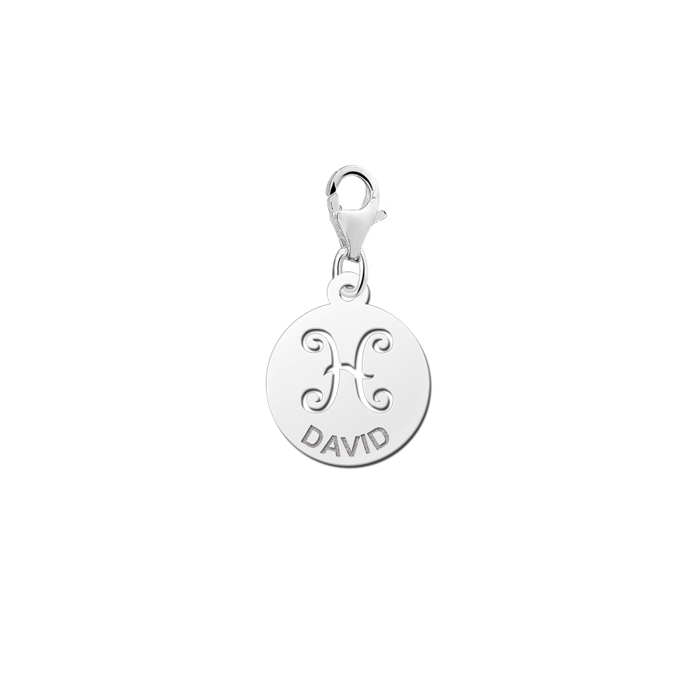 Silver Zodiac Charm, Pisces