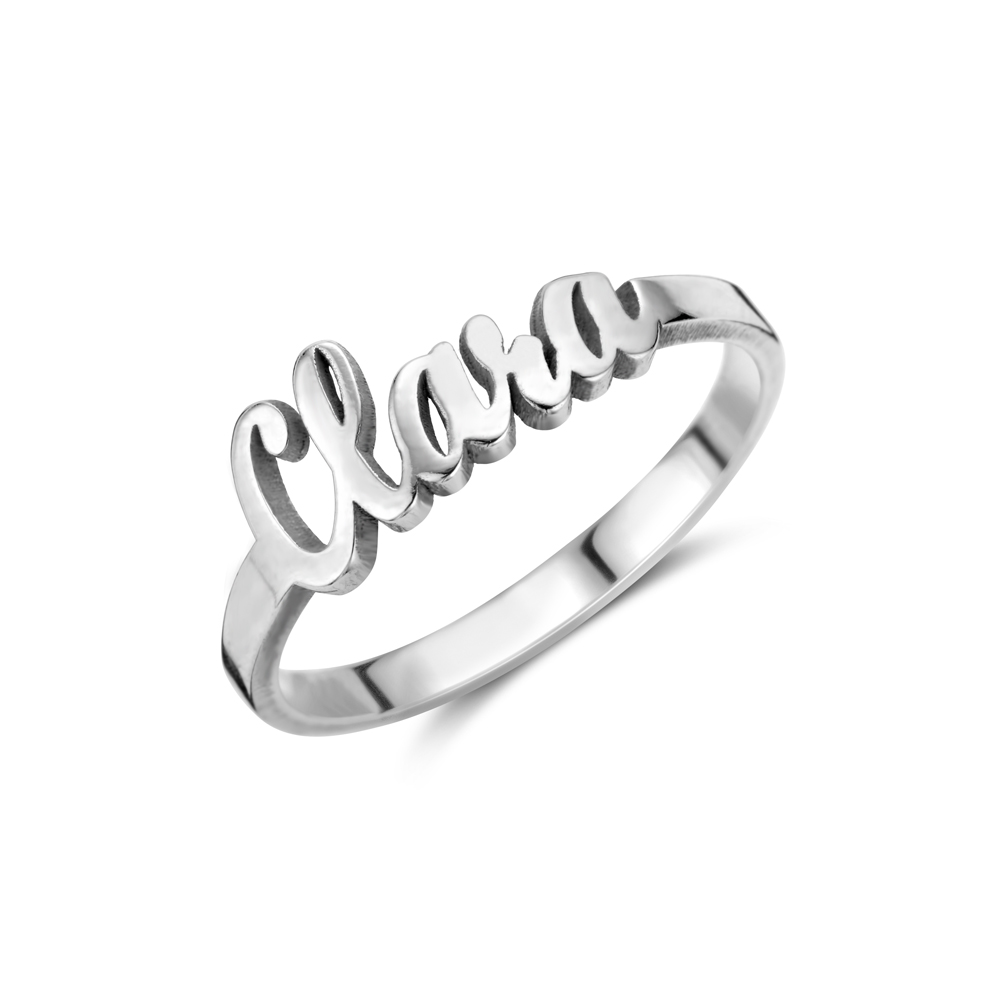Silver personalized name ring model Clara