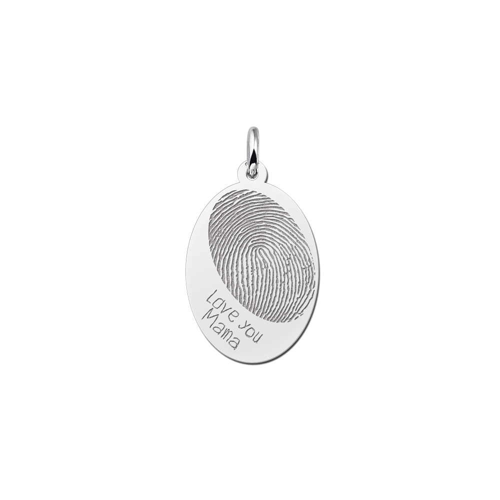 Oval pendant with fingerprint and own handwriting