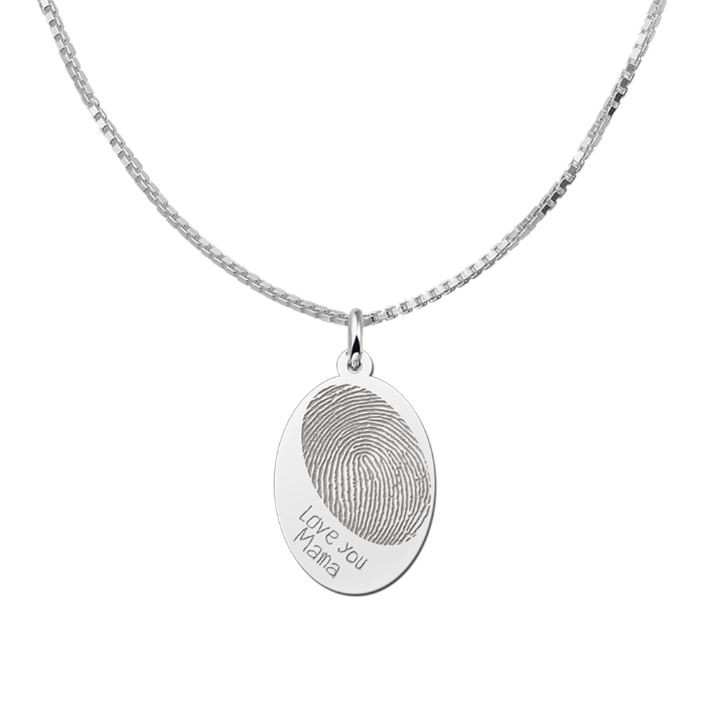 Oval pendant with fingerprint and own handwriting