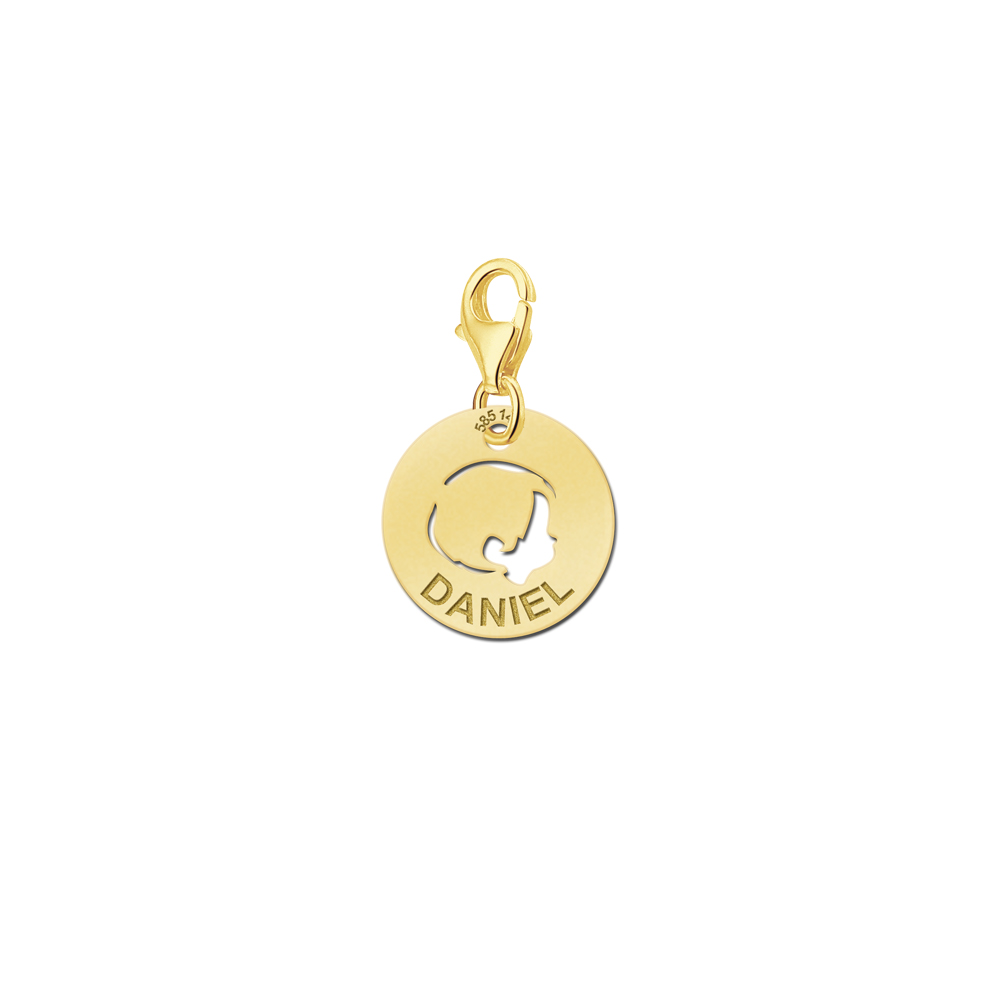 Gold baby boy name charm
