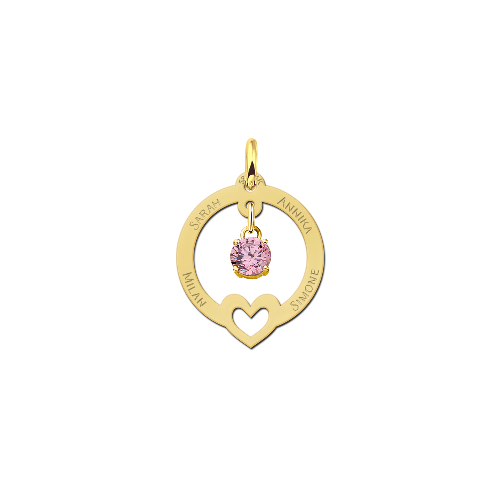Gold family necklace with own text