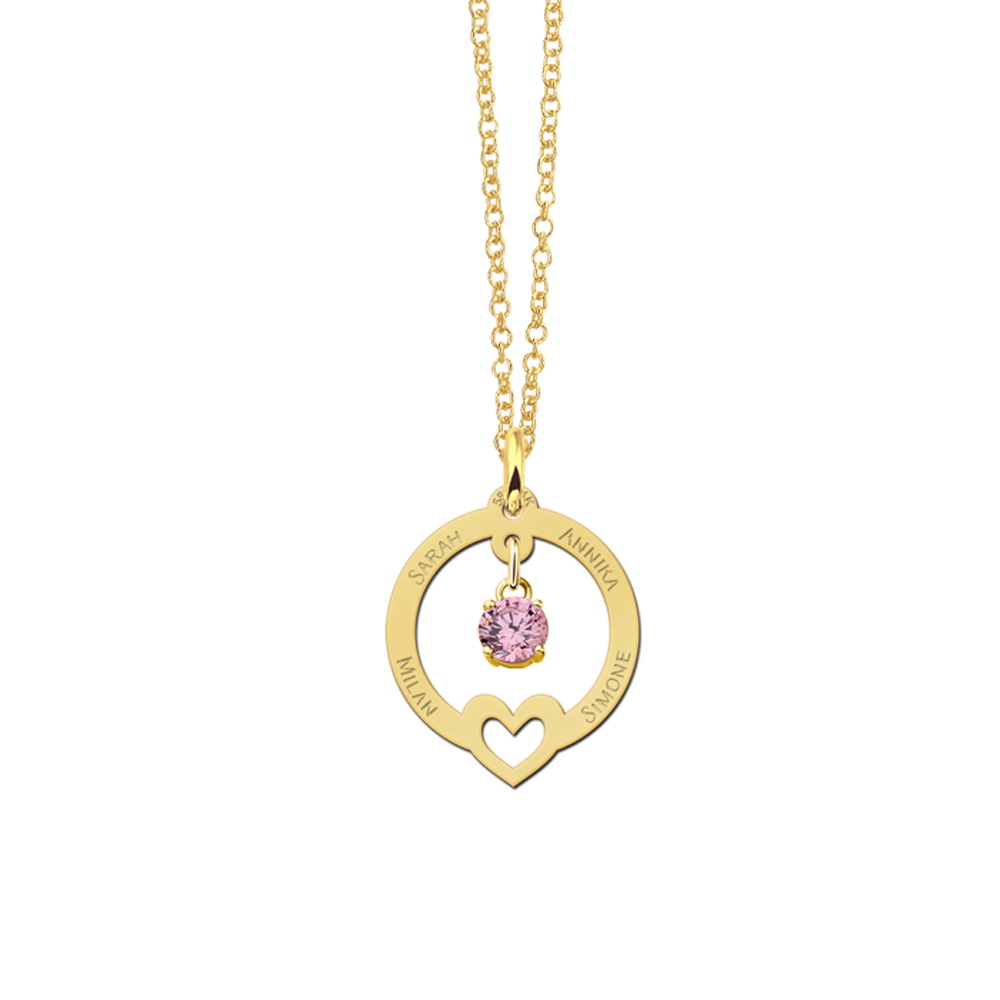 Gold family necklace with own text