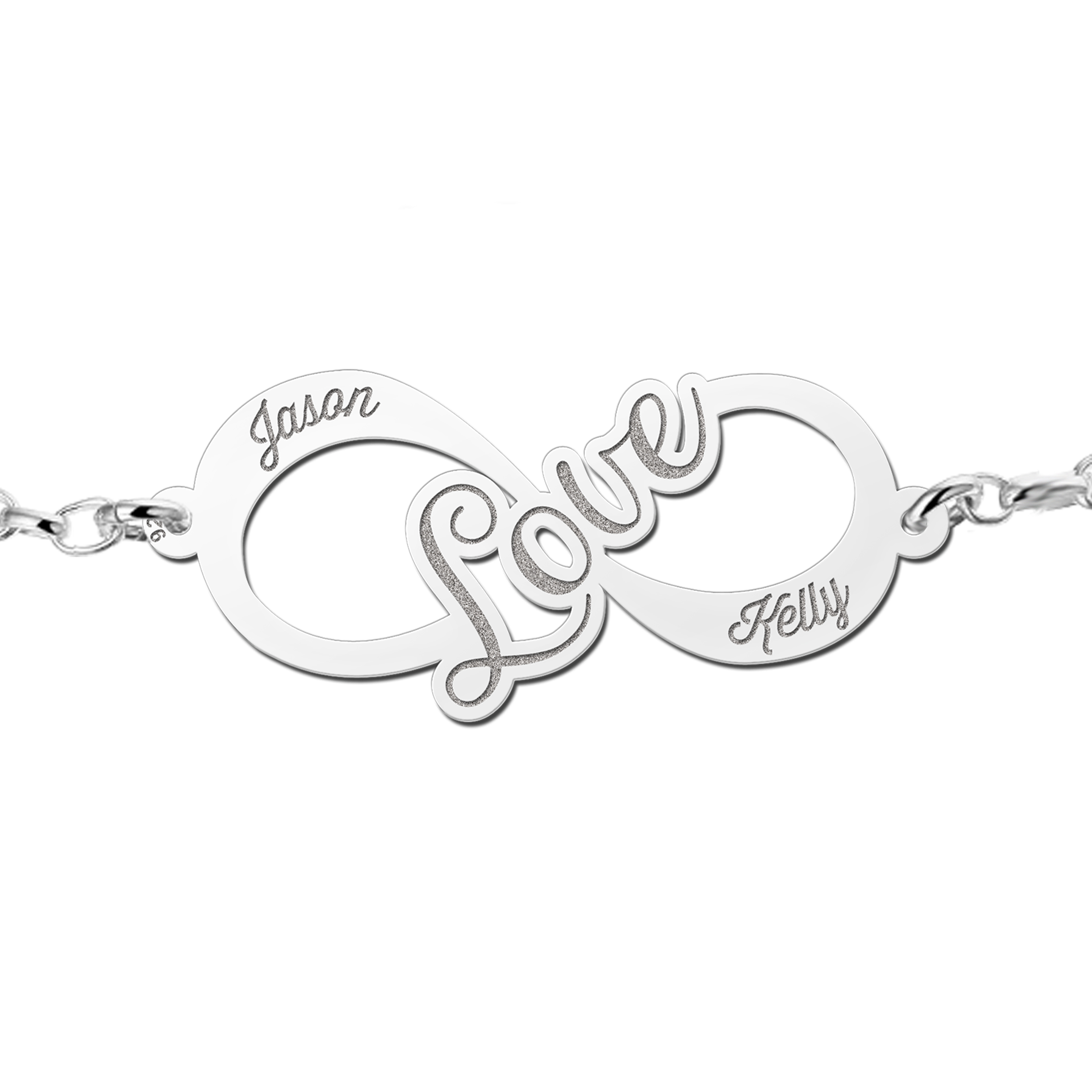 Silver infinity bracelet Love