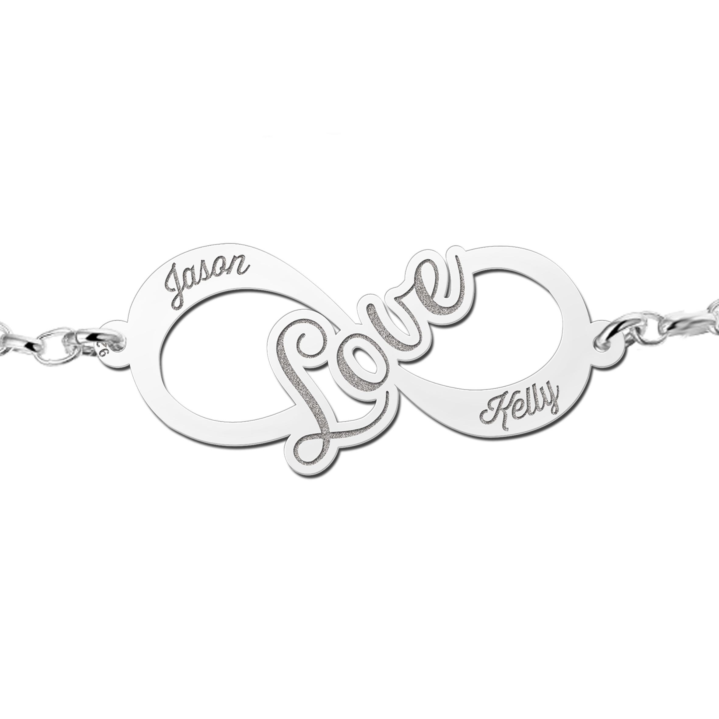 Silver infinity bracelet Love