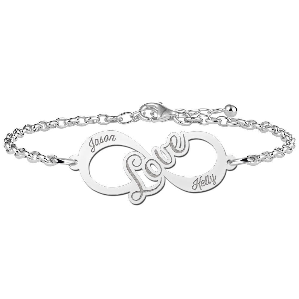 Silver infinity bracelet Love