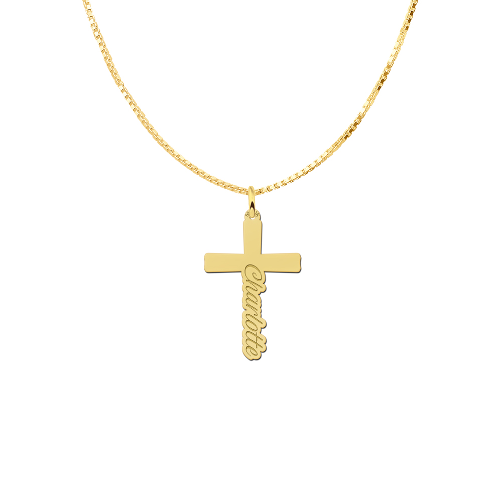 Golden Communion cross with name
