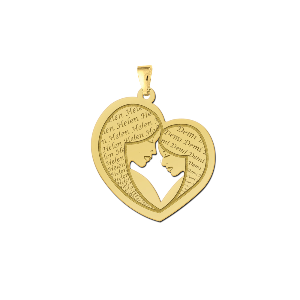 Gold plated mother and daughter pendant