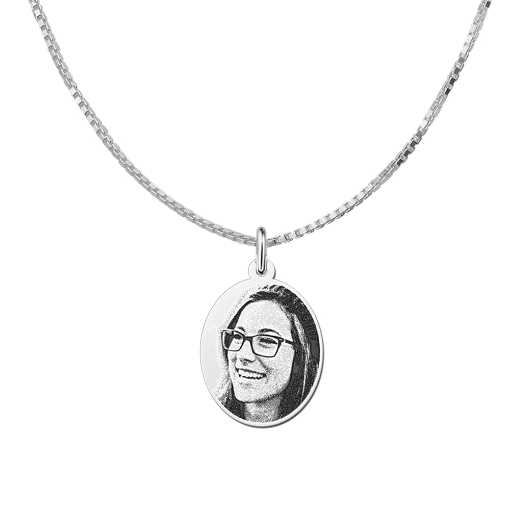 Silver photo pendant oval