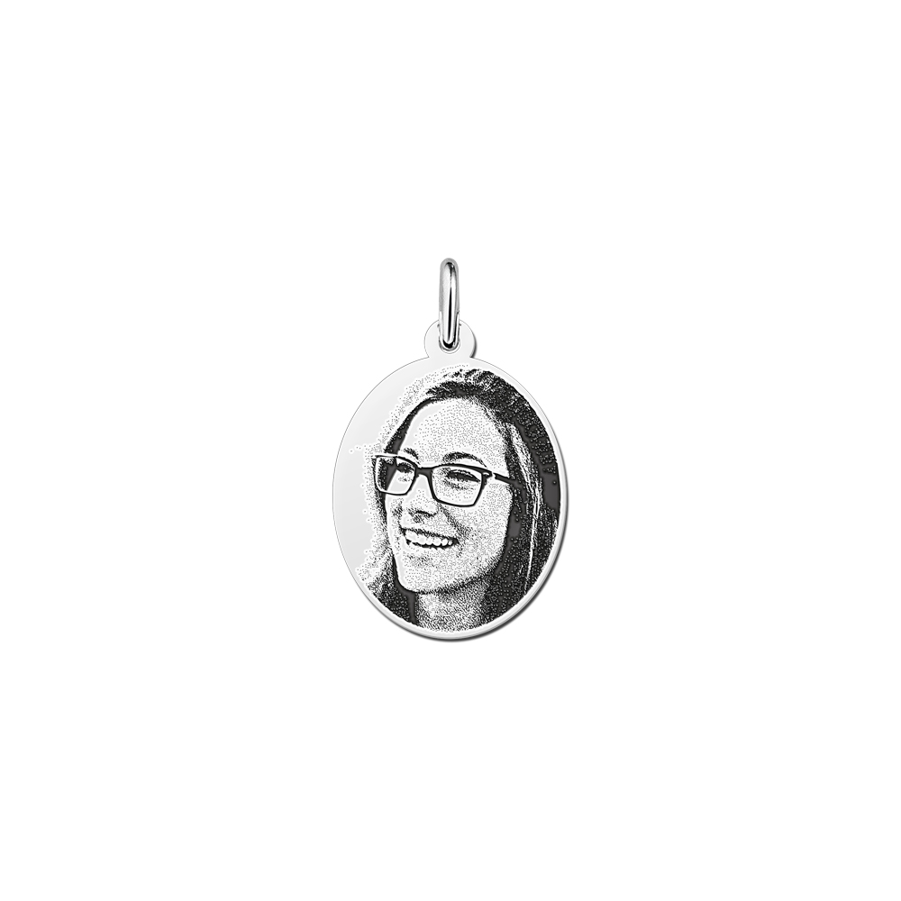 Silver photo pendant oval