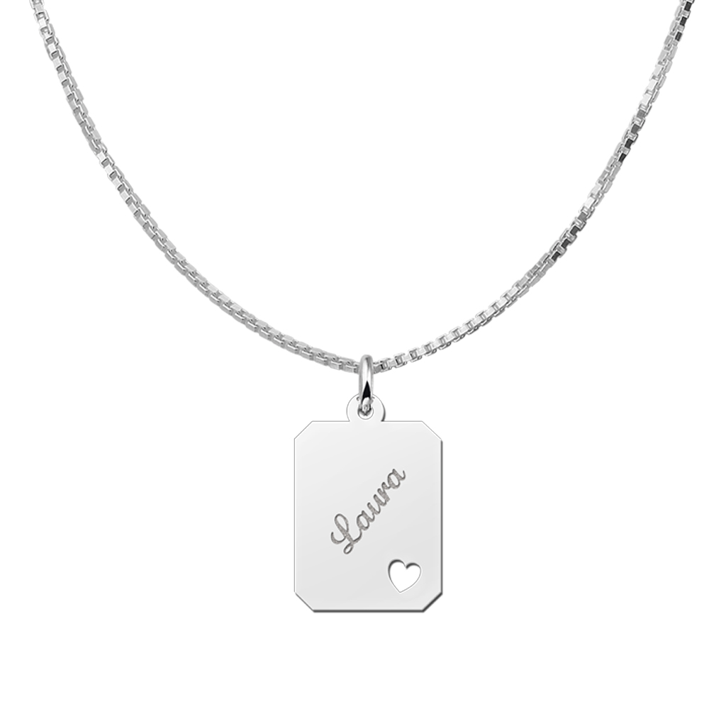 Personalised Silver Necklace with Name and Small Heart