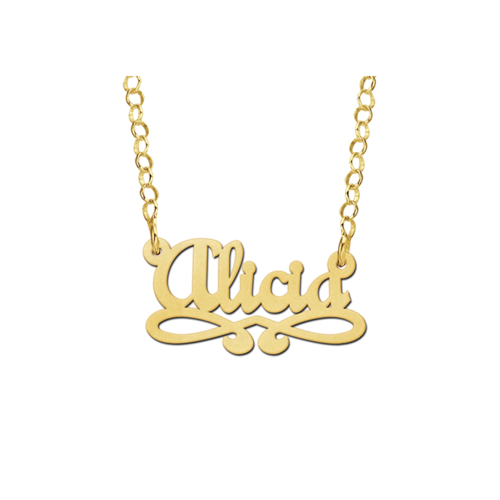 Gold Kids Name Necklace, Model Alicia