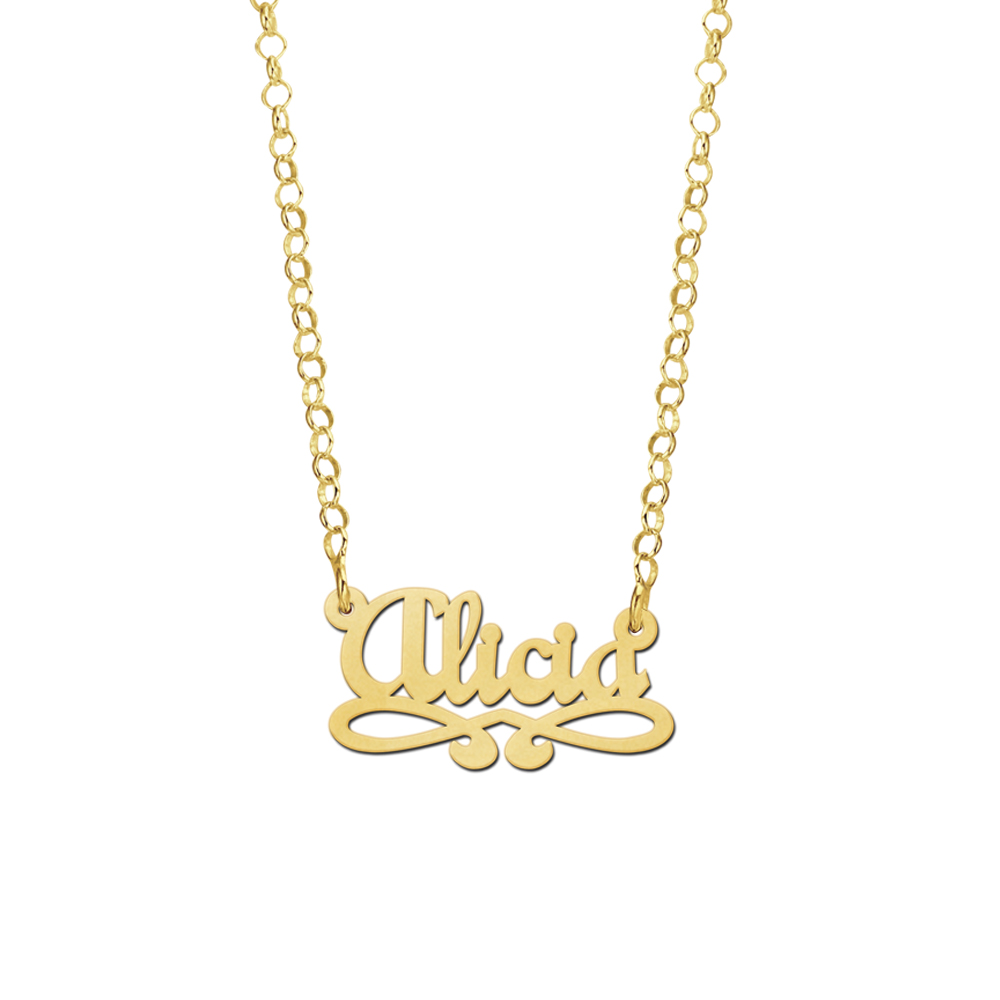 Gold Kids Name Necklace, Model Alicia
