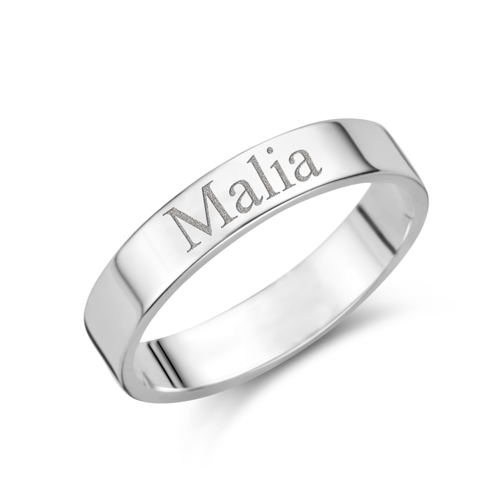 Silver name ring flat 4mm