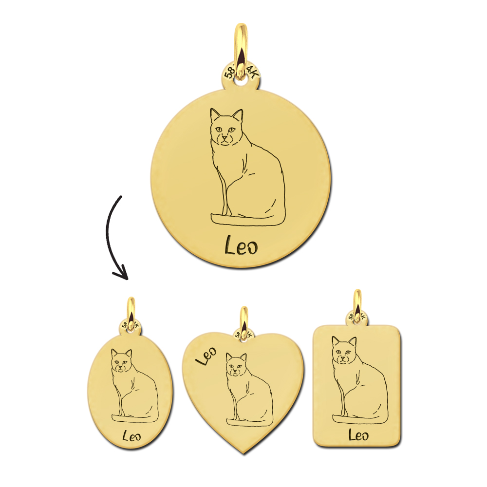 Gold cat pendant Domestic cat