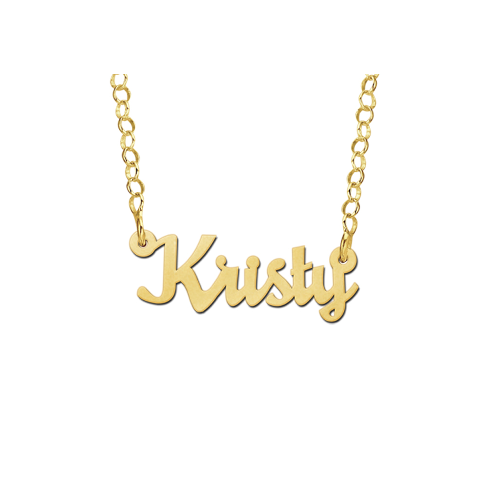 Gold Kids Name Necklace, Model Kristy