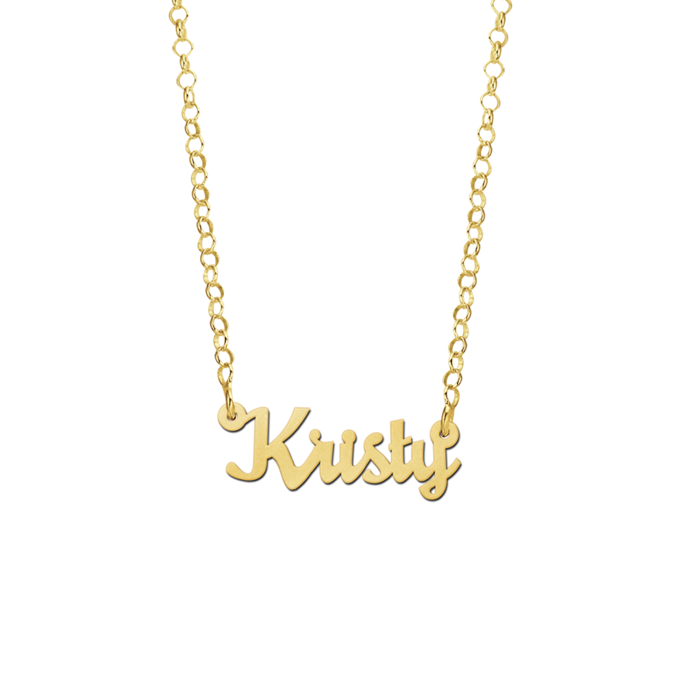 Gold Kids Name Necklace, Model Kristy