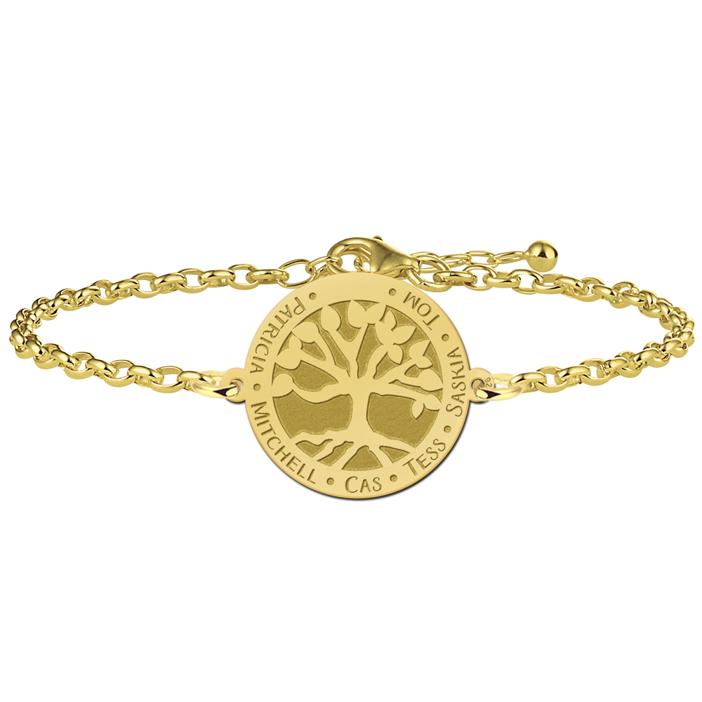 Gold Plated Family Tree Bracelet with Backplate and Names