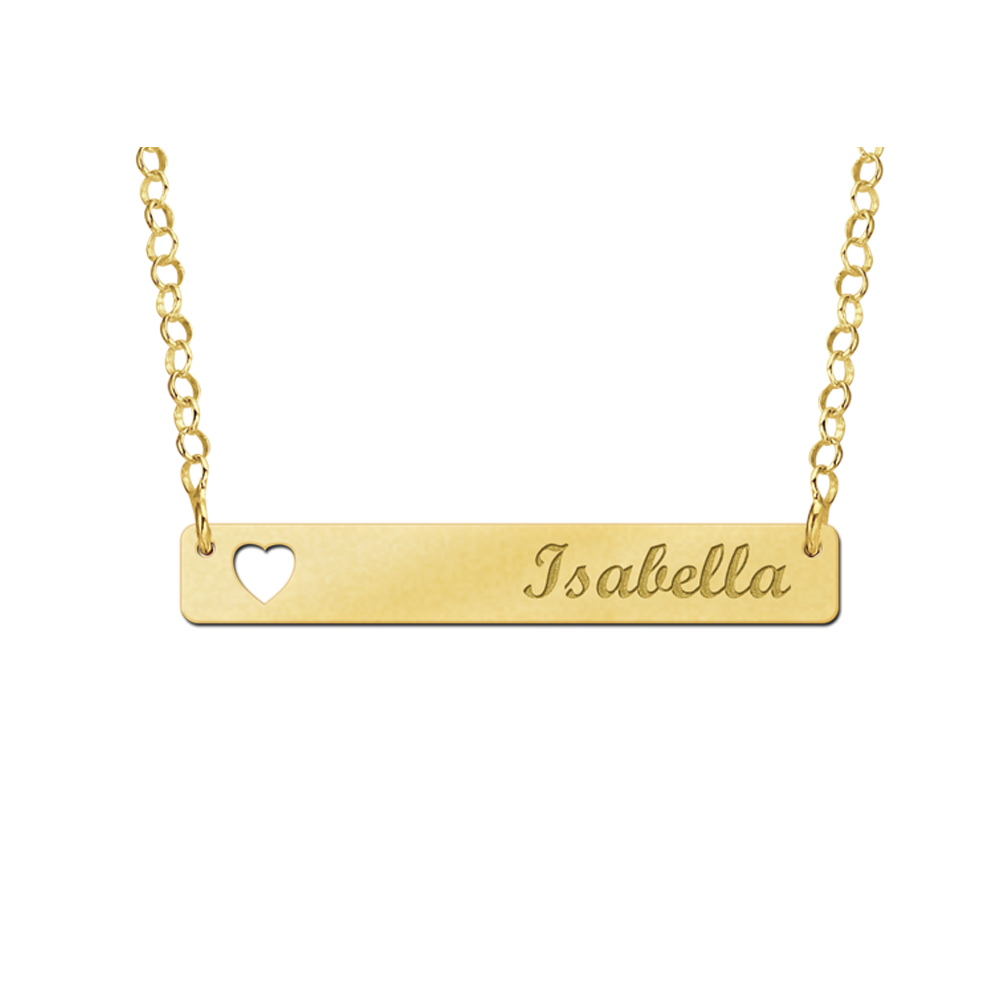 Golden bar necklace with heart