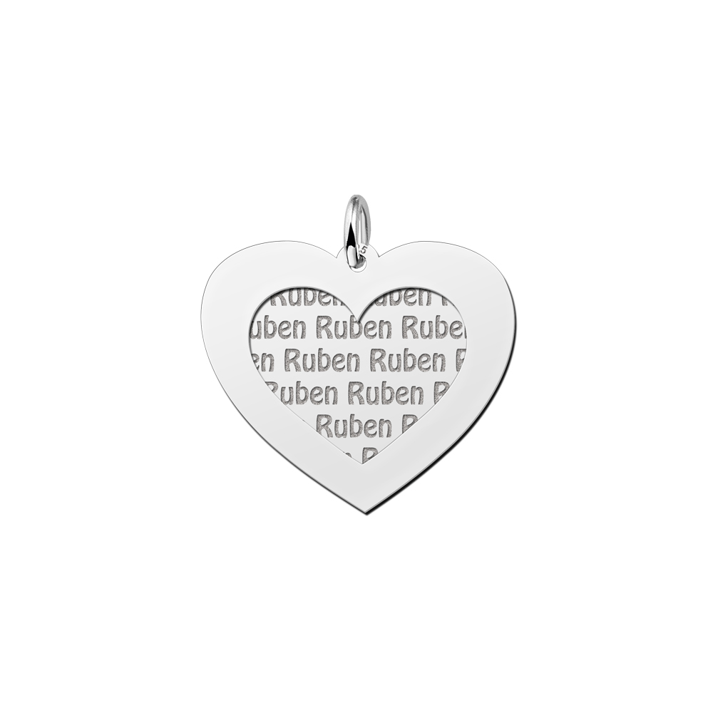 Silver namependant 2-pieces  heart