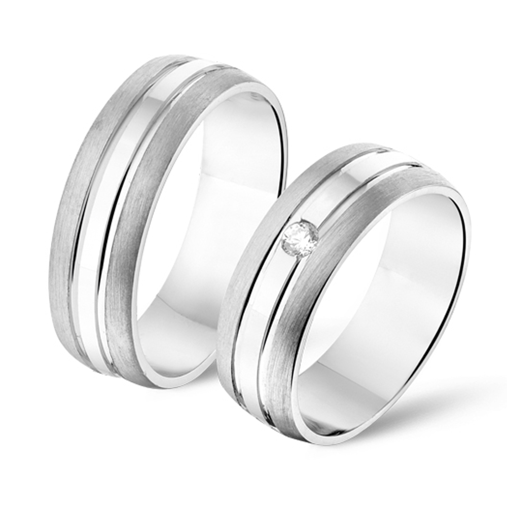 Silver matted couples rings 'pashion'