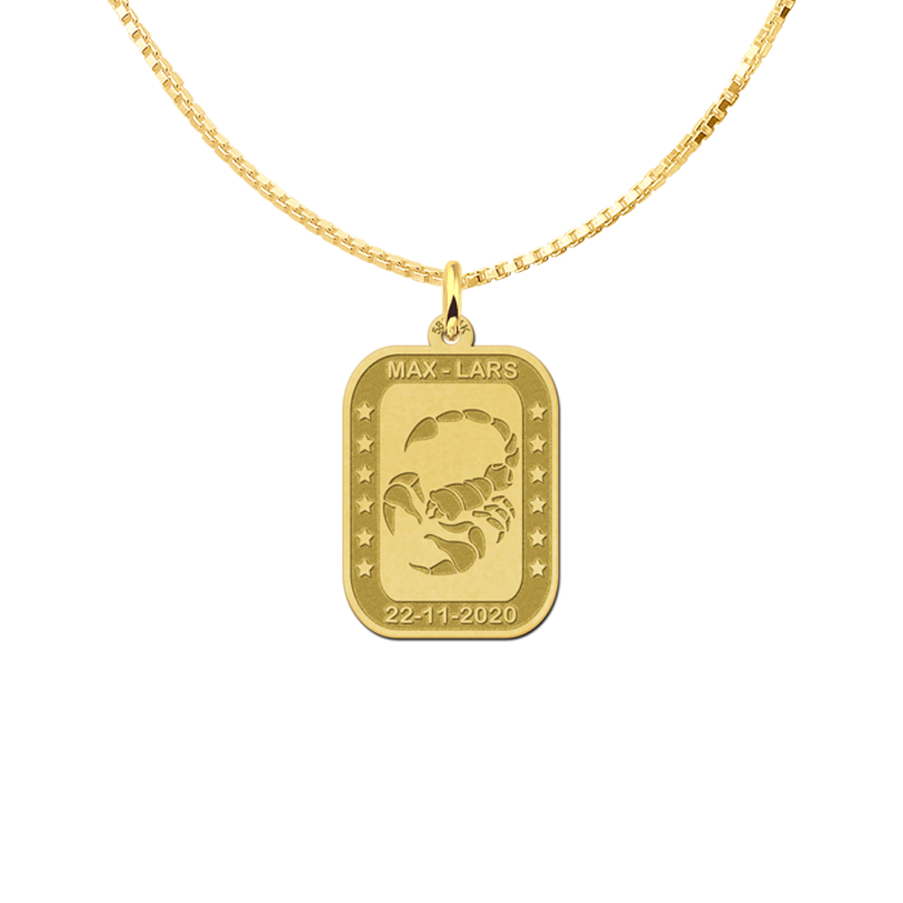 Gold rectangular pendant zodiac scopio