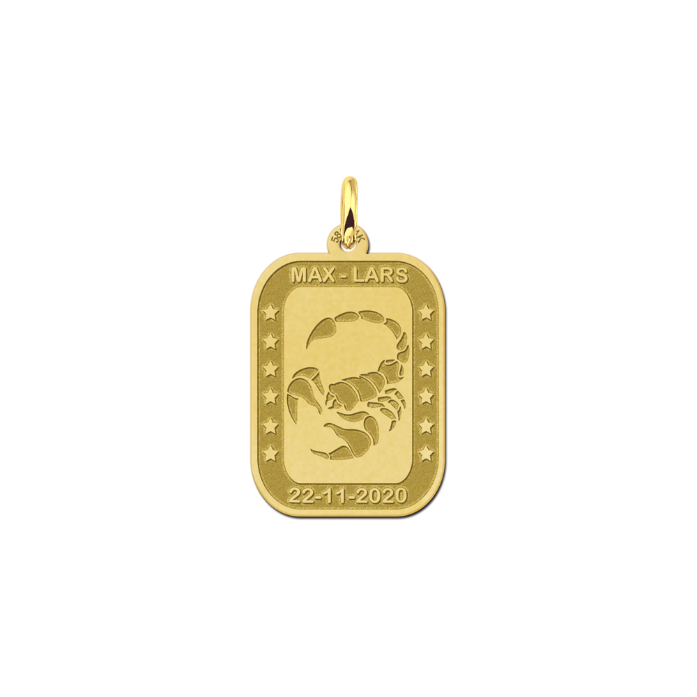 Gold rectangular pendant zodiac scopio