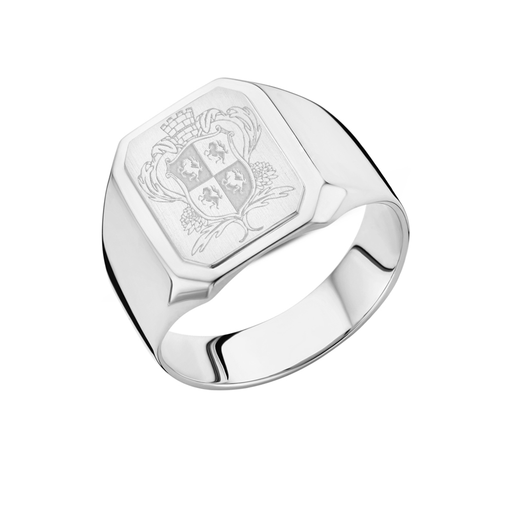 Family crest signet ring square 925 sterling Silver men