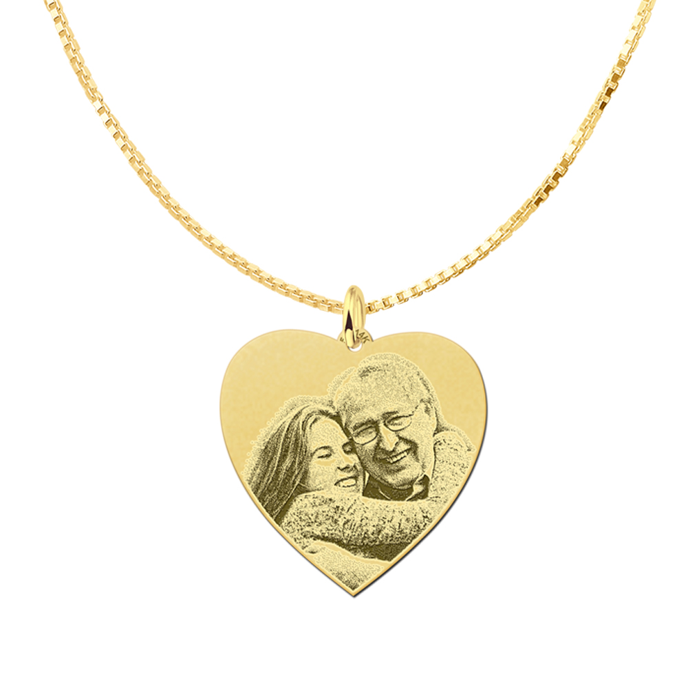 Gold photo pendant with heart medium