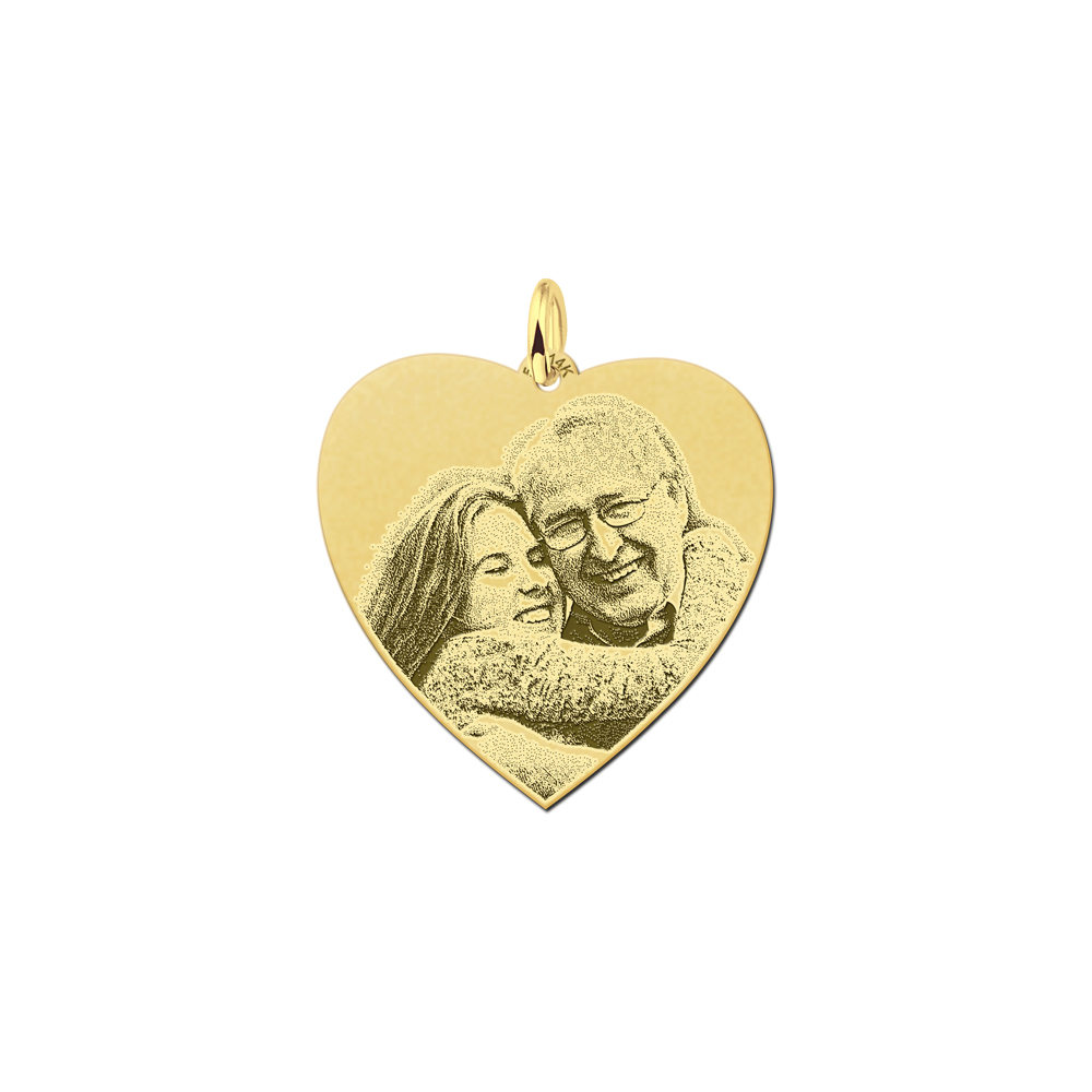 Gold photo pendant with heart medium