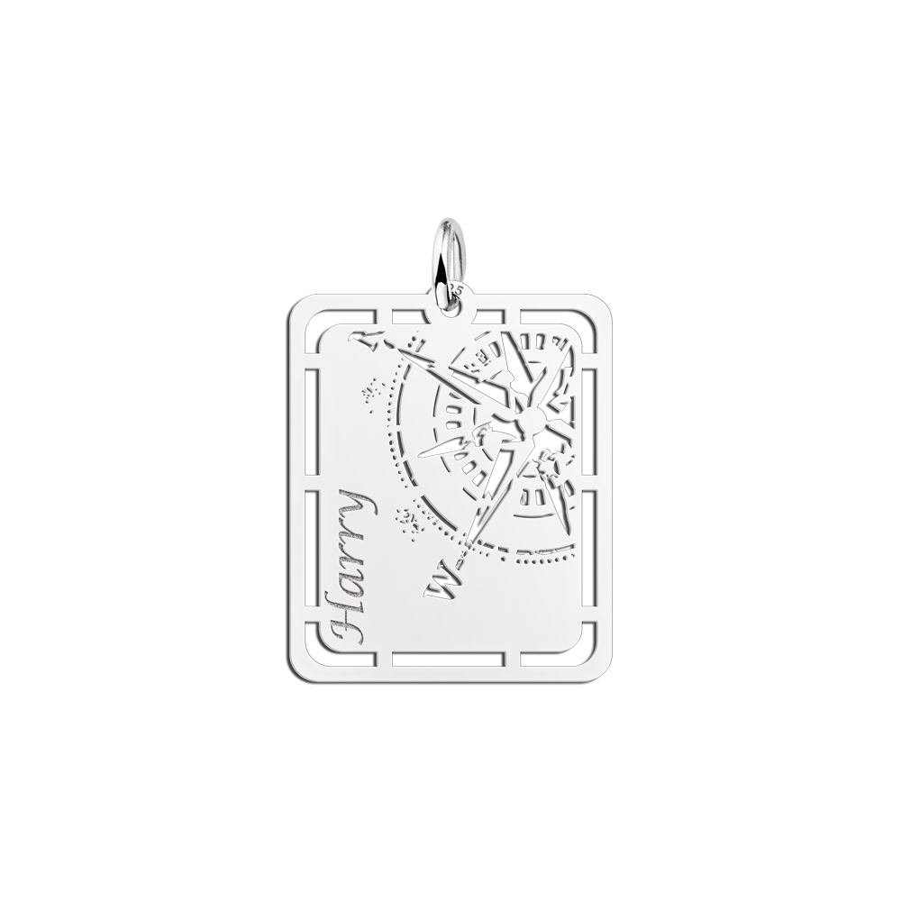 Silver Men's Pendant with Compass