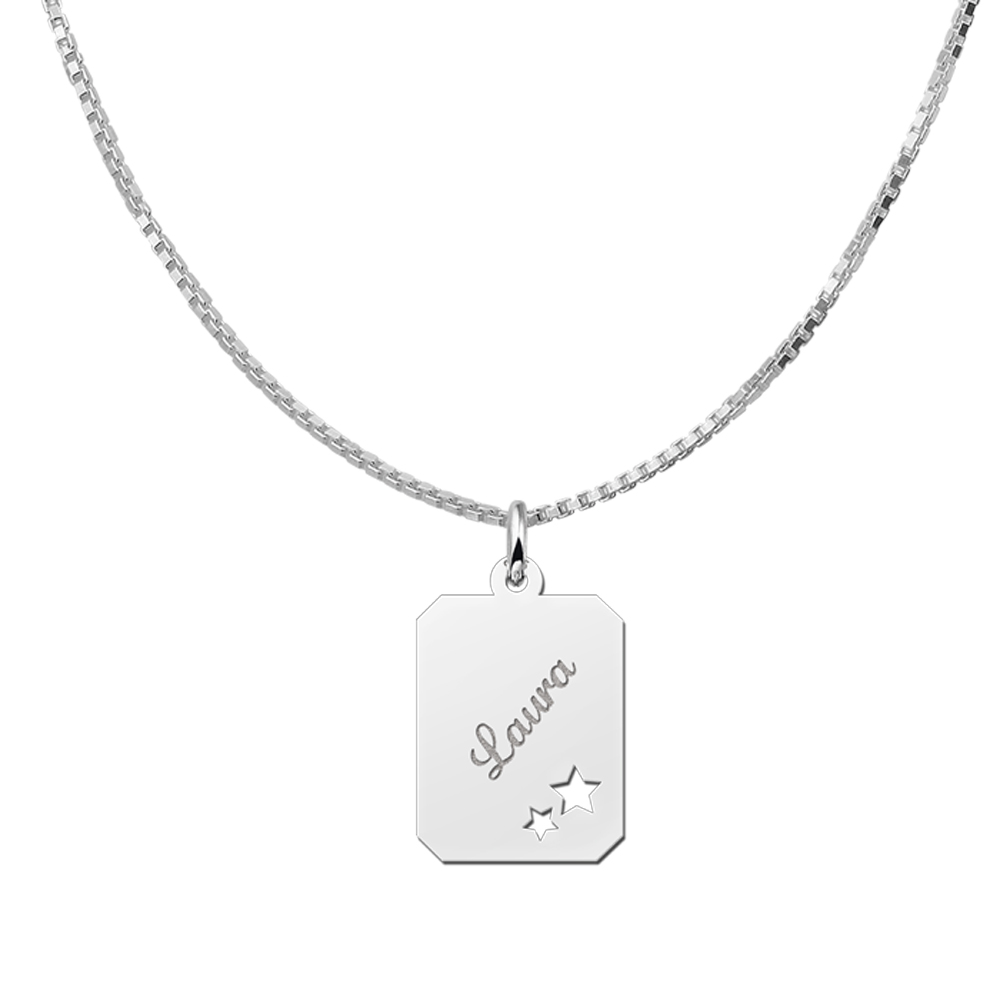 Silver Personalised Necklace with Name and Stars