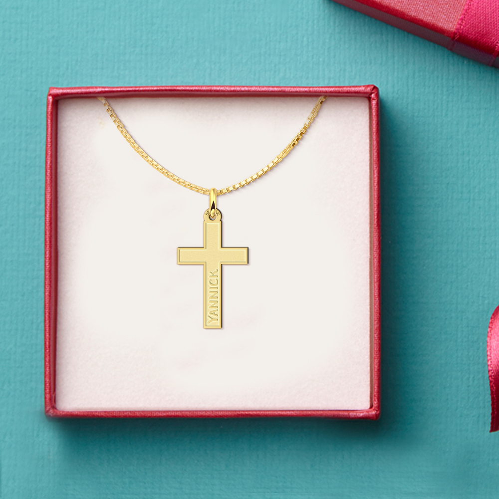 Golden cross with name