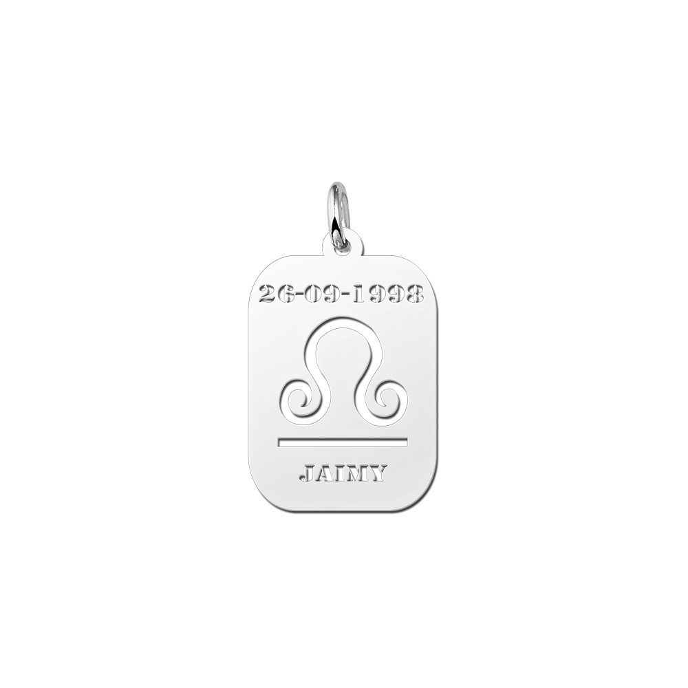 Silver zodiac rectangular namependant Libra