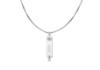 Silver namependant Shou Cubic Zirconia white