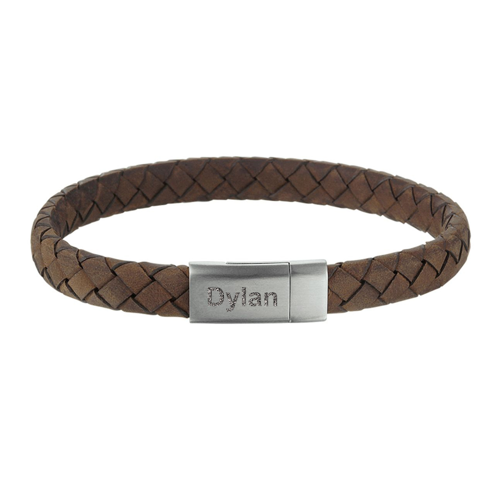 Men's Leather Bracelet with Engraving