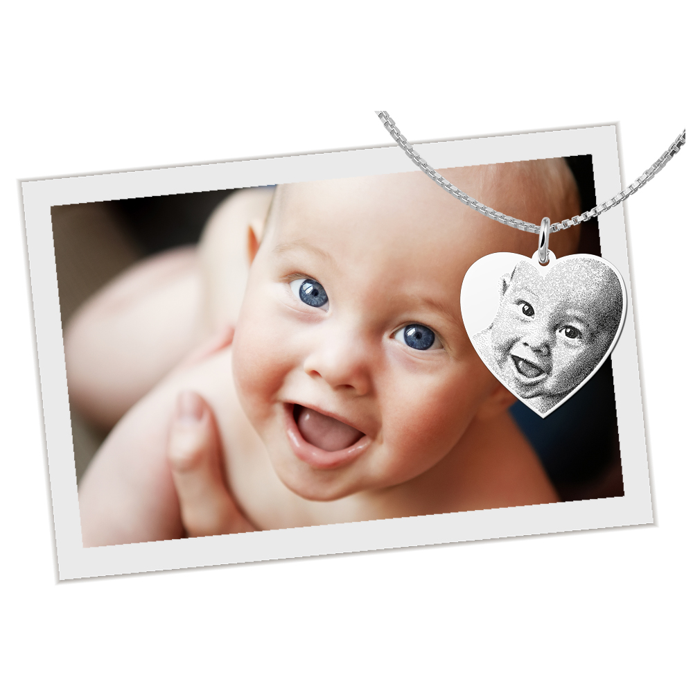 Silver photo necklace with heart