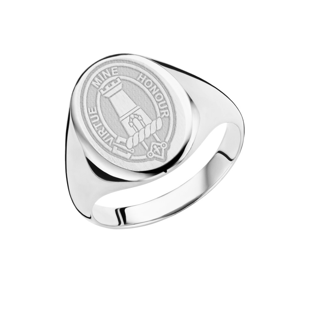 Family crest signet ring oval 925 Sterling Silver