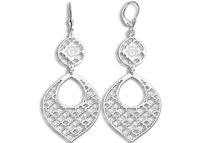 Silver arabic style earrings with initial