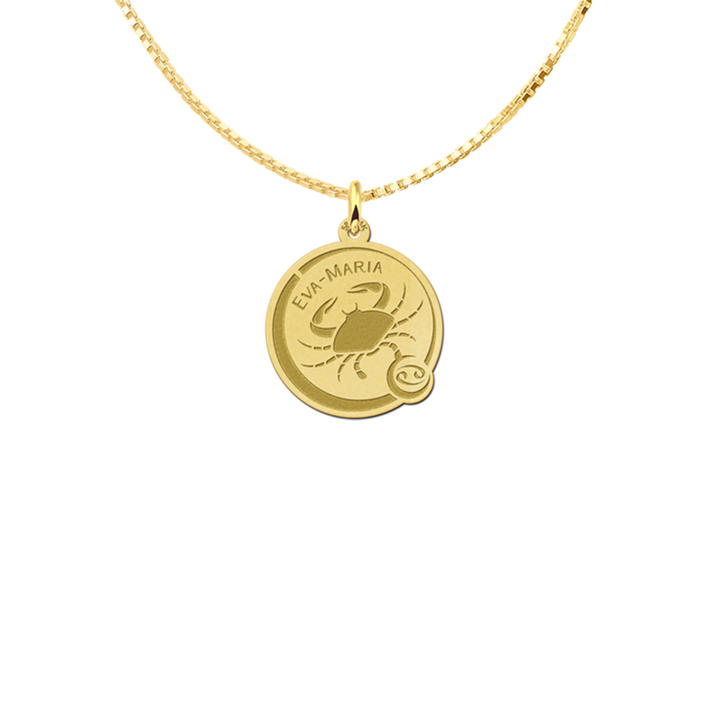 Personalised Zodiac pendant with engraving cancer in gold