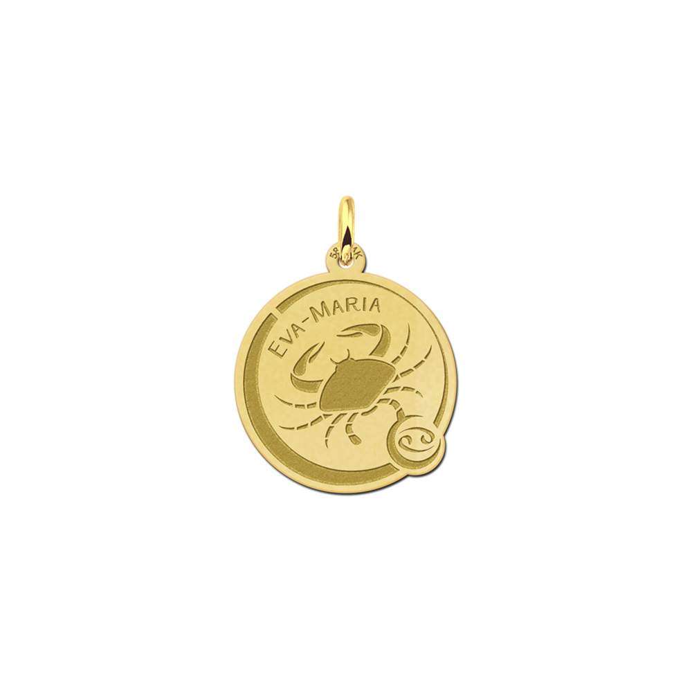 Personalised Zodiac pendant with engraving cancer in gold