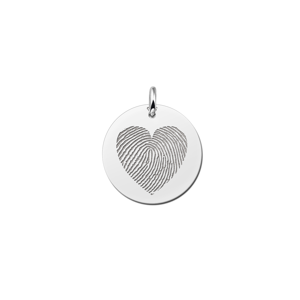 Round pendant fingerprint with heart shape