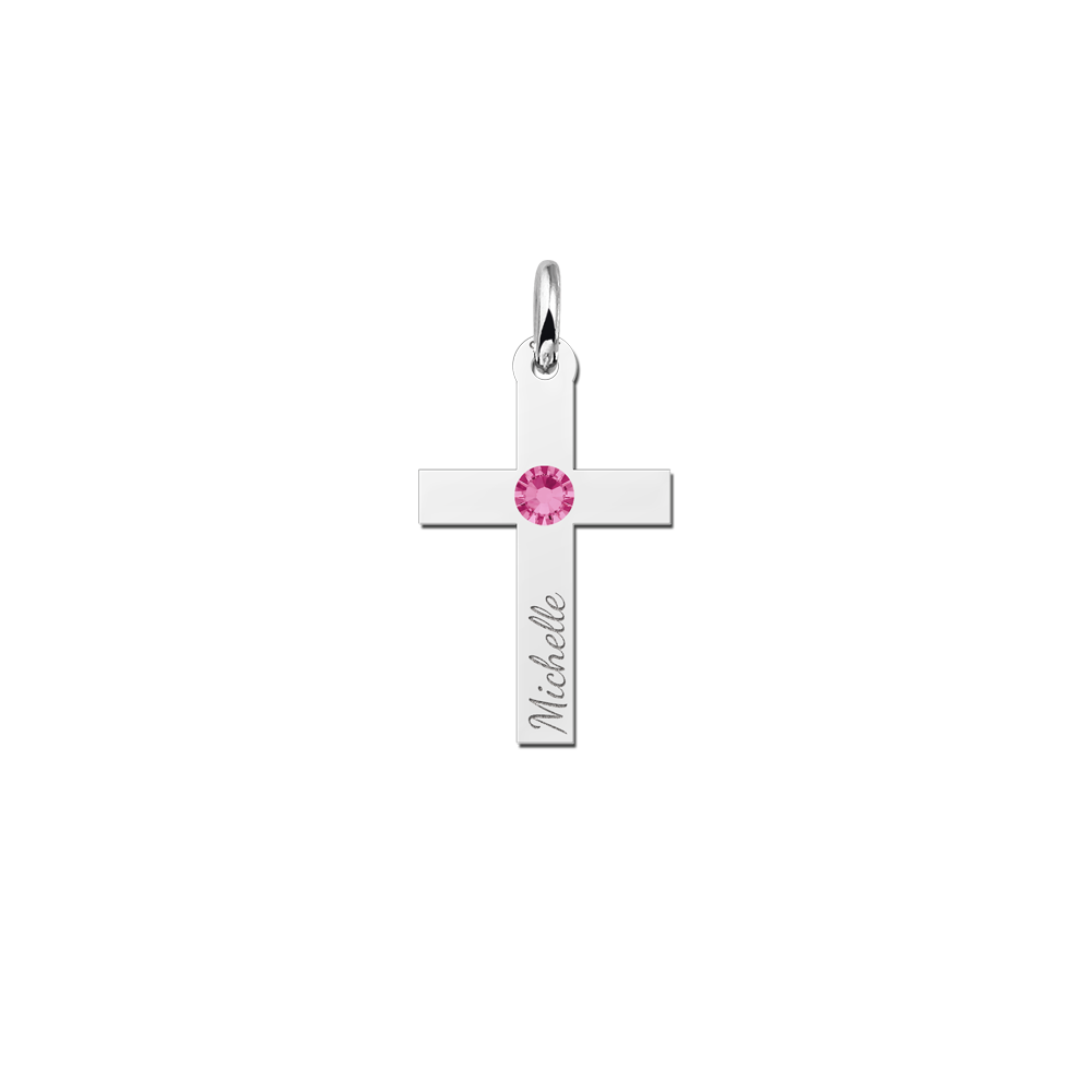 Silver Communion cross with zirconia and engraving