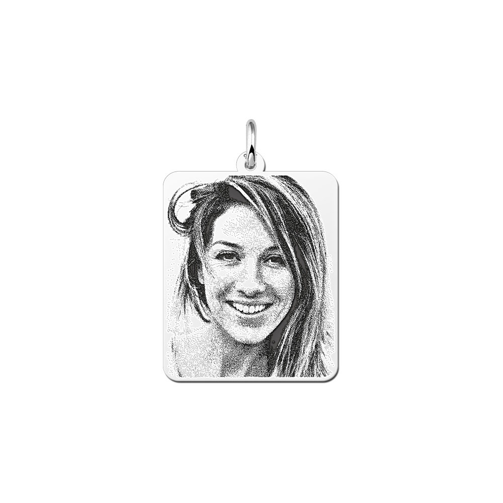 Silver photo engraving dog tag