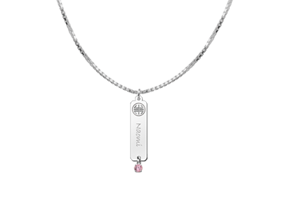 Silver namependant Shou Cubic Zirconia pink