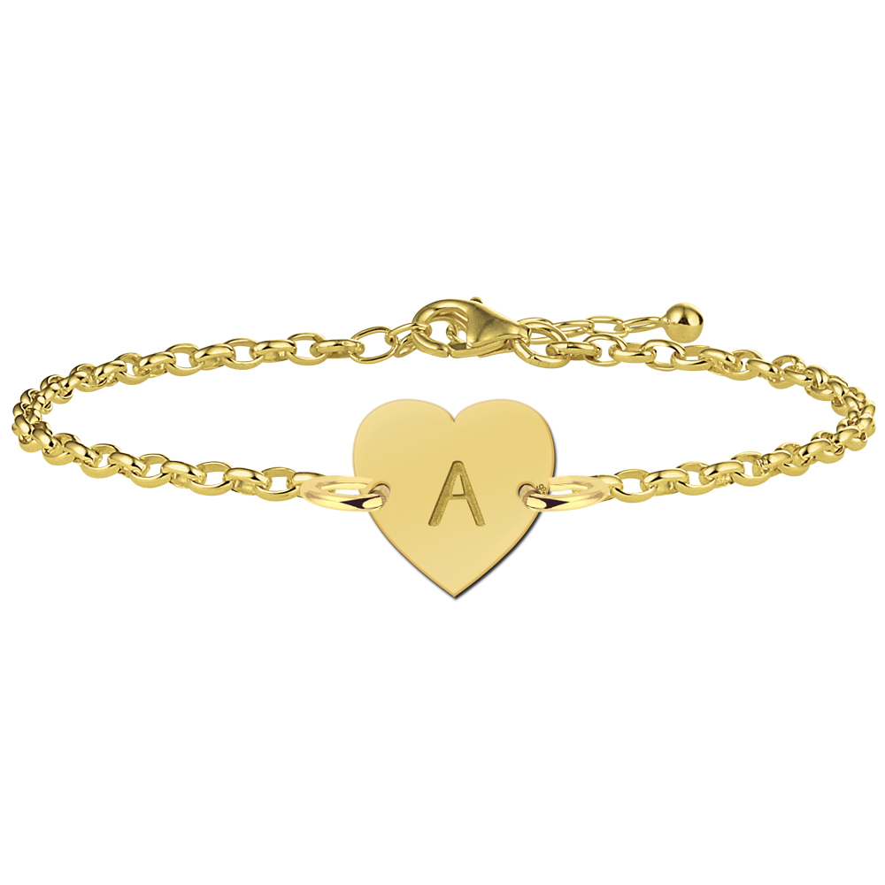 Gold Plated Heart Initial Bracelet