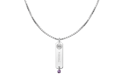 Silver namependant Shou Cubic Zirconia purple