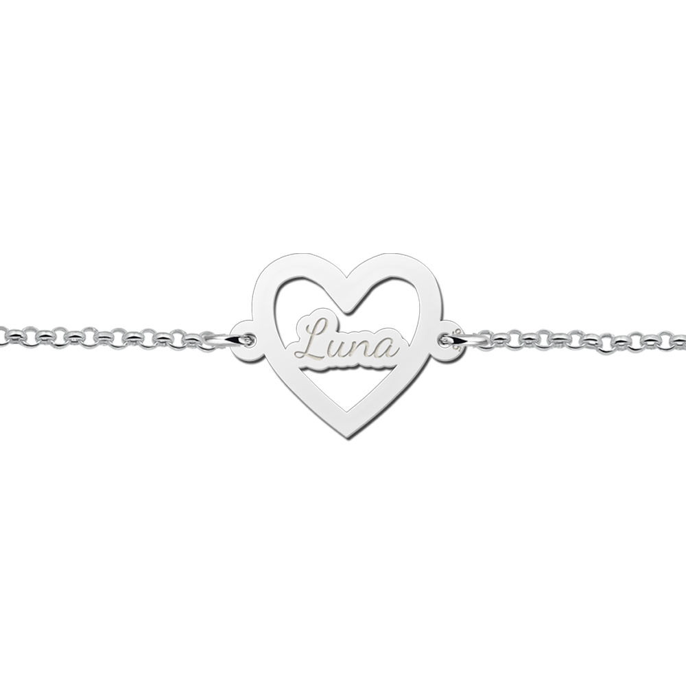 Silver heart bracelet with engraving