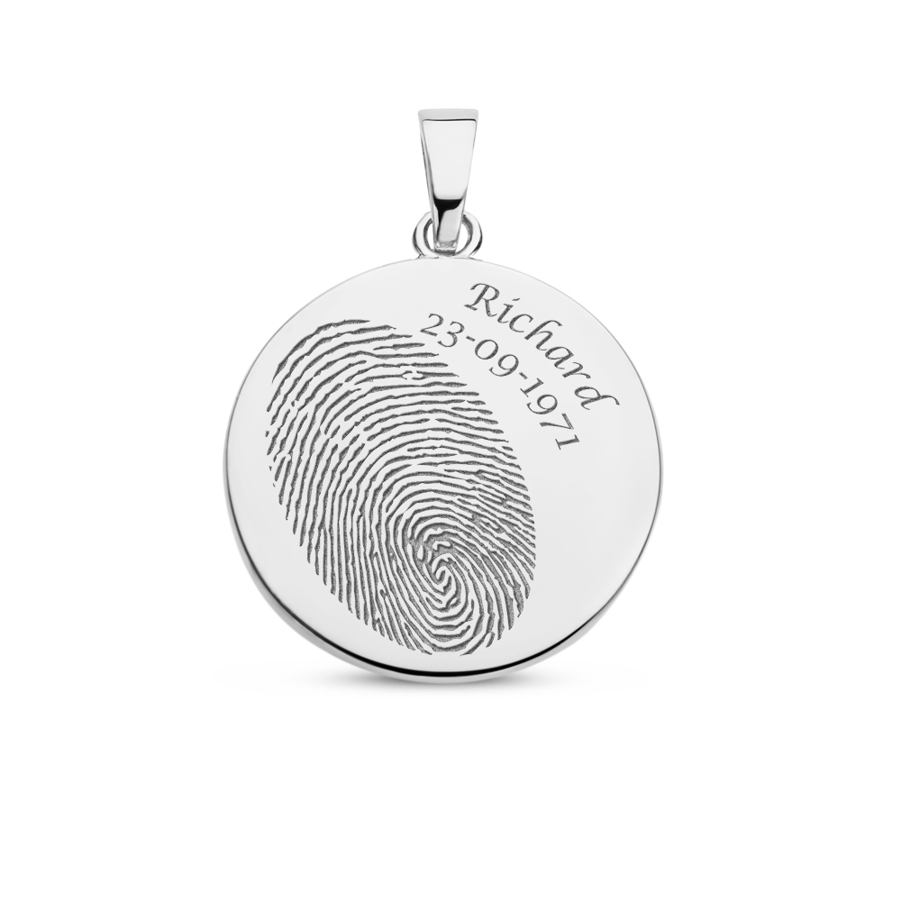 Round ash pendant in 925 sterling silver