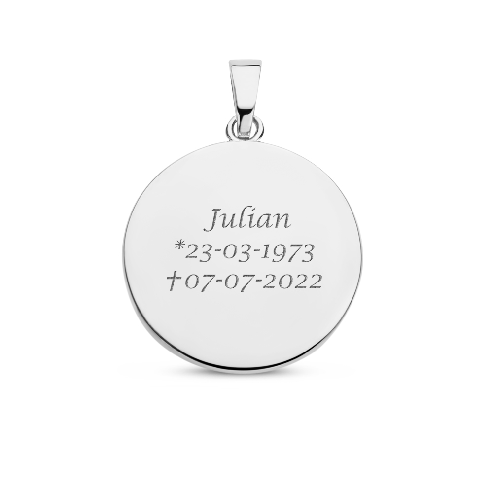 Round ash pendant in 925 sterling silver